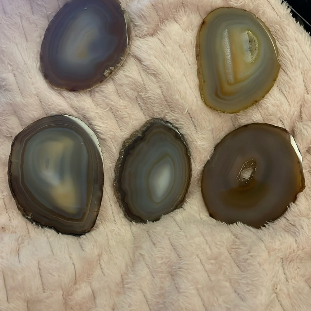 Natural Agate Coasters Set - Brown and Gray